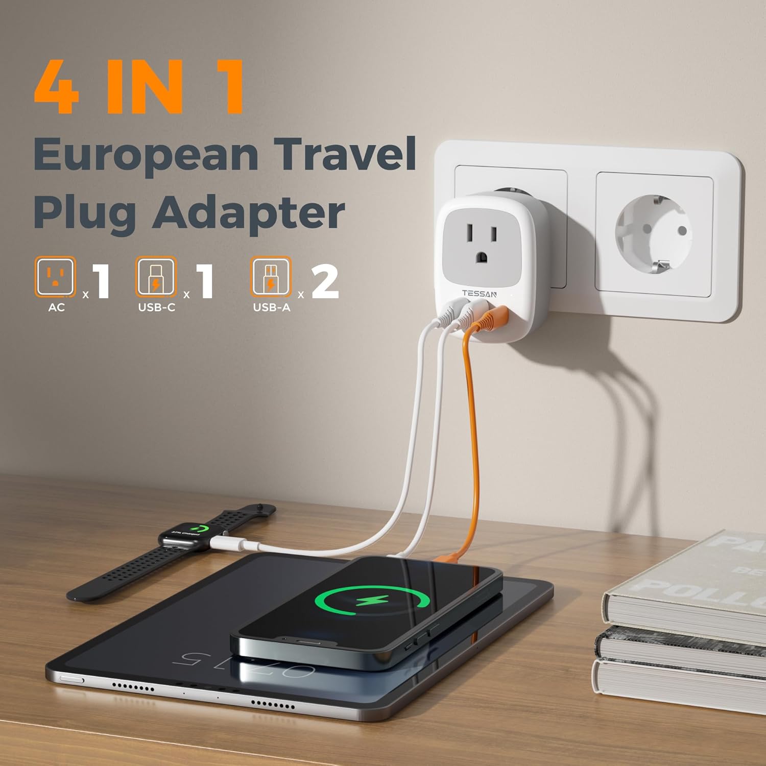 2 Pack European Travel Plug Adapter