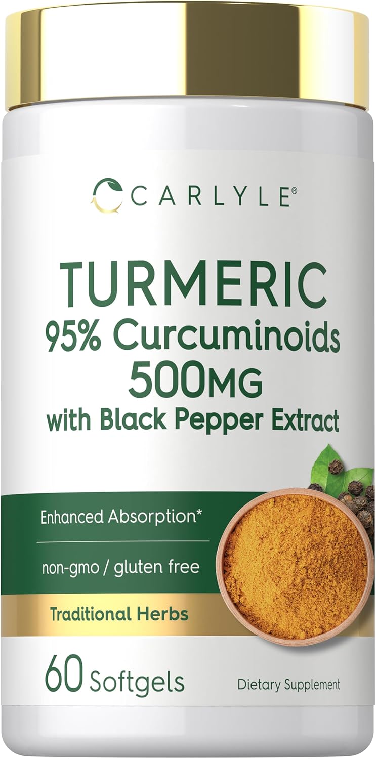 Carlyle Turmeric Curcumin Supplement 500mg | 60 Softgels | with Black Pepper Extract 